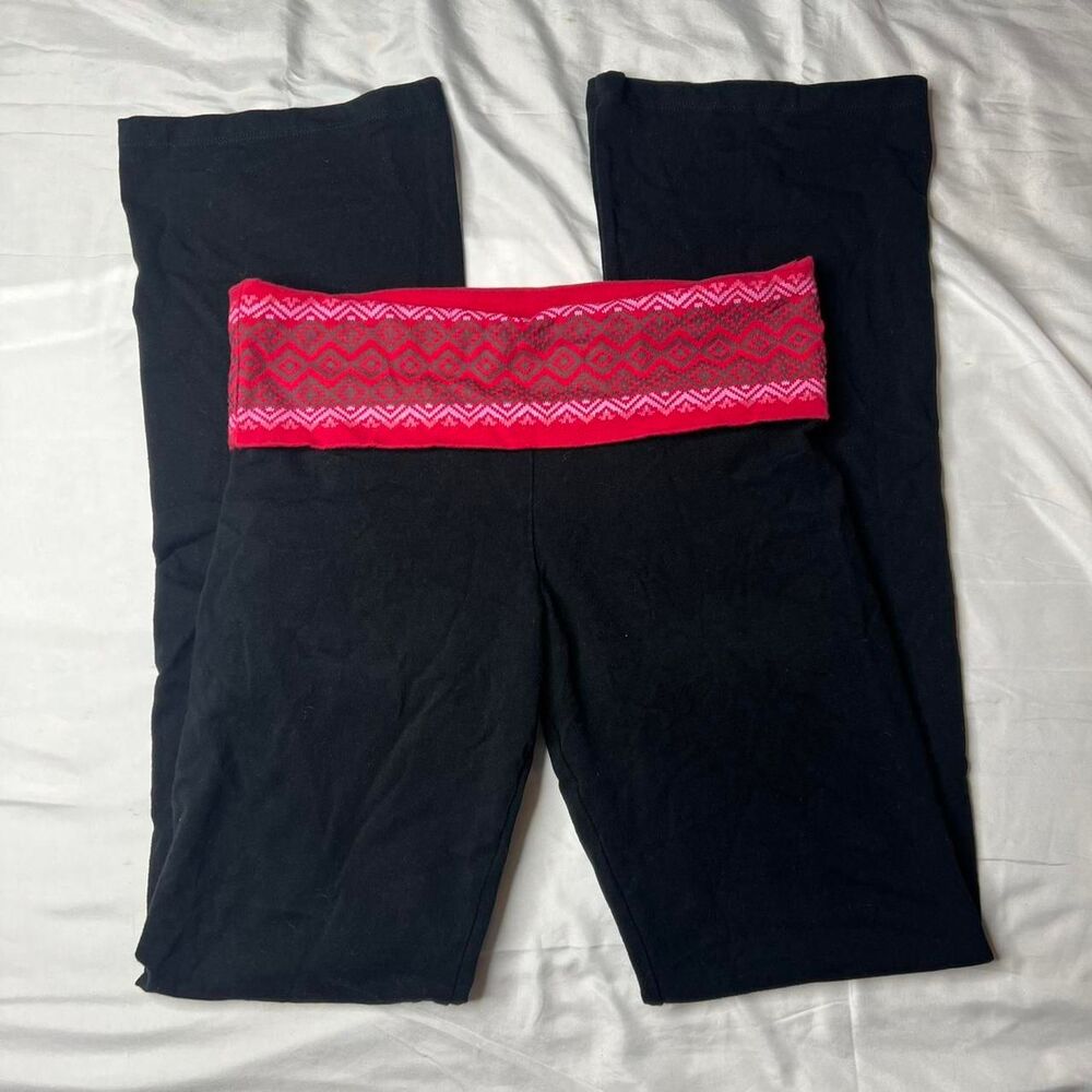 Victoria Secret Red Aztec Foldovers Flare Yoga Pants